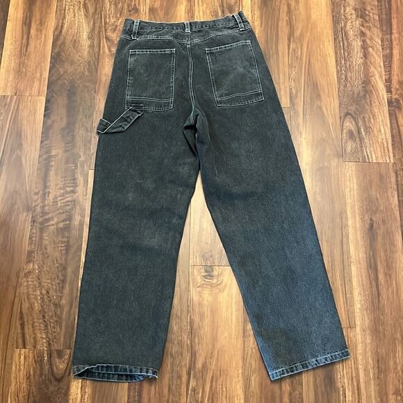 Princess Polly Black High-Rise Wide Leg Carpenter Jeans Size 8 - Picture 3 of 3